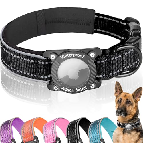 LZXLXS Upgraded AirTag Hundehalsband mit wasserdichtem Airtag-Halter, leuchtend, reflektierend, verstellbar, bequem, gepolstert, GPS-Halsbänder für kleine, mittelgroße und große Hunde, Schwarz, L LZXLXS Upgraded AirTag Hundehalsband mit wasserdichtem Airtag-Halter, leuchtend, reflektierend, verstellbar, bequem, gepolstert, GPS-Halsbänder für kleine, mittelgroße und große Hunde, Schwarz, L von LZXLXS