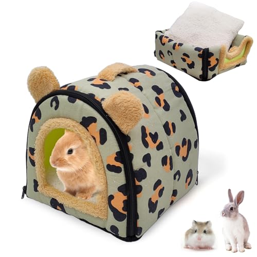 LZYDKH Meerschweinchenbett, Meerschweinchenversteck mit herausnehmbarem Polster, weiches, warmes Kaninchenbett, Kleintierversteck für Hamster, Kaninchen, Frettchen, Igel, Chinchilla (grün) von LZYDKH