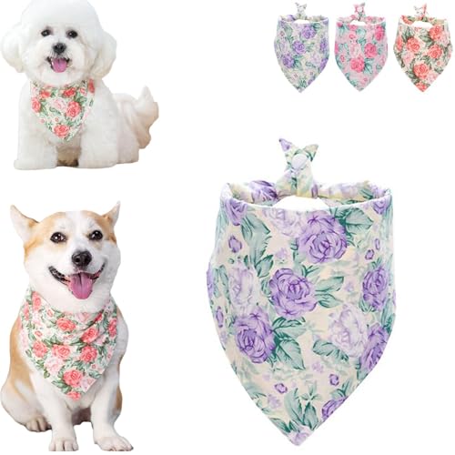 Hundehalstuch, dreieckig, weich, atmungsaktiv, Polyester, wendbar, Rosenblüte, waschbar, weihnachtliches Hundeband Hundehalstuch, dreieckig, weich, atmungsaktiv, Polyester, wendbar, Rosenblüte, waschbar, weihnachtliches Hundeband von LZYWOD