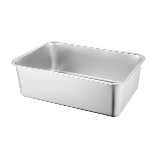Katzentoilette aus Edelstahl, hohe Seite, Katzentoilette, Metalltoilette, antihaftbeschichtet und Katzen, für große Reinigung, kleines Werkzeug, Haustier, R Katzentoilette aus Edelstahl, hohe Seite, Katzentoilette, Metalltoilette, antihaftbeschichtet und Katzen, für große Reinigung, kleines Werkzeug, Haustier, R von LZYWOD