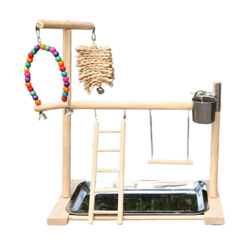 Papageien-Spielplatz, Vogelständer, Papageien-Spielständer, natürliches Holz, Papageien-Sitzstange, Sittiche, Leitern, Laufstall, Futterstall, Fitnessstudio, Haustier C mit von LZYWOD