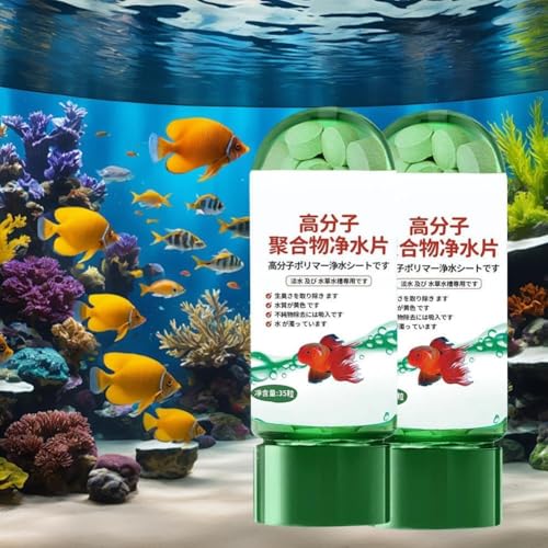 Wasserreinigungstablette, 2 leistungsstarke Aquarium-Wasserreinigungstabletten, Reinigungstabletten, Wassertank für Fische Wasserreinigungstablette, 2 leistungsstarke Aquarium-Wasserreinigungstabletten, Reinigungstabletten, Wassertank für Fische von LZYWOD