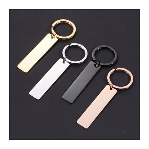 LZZYFPX 10 Stück 12 x 50 mm hochglanzpolierter Edelstahlstreifen, blanke Schlüsselanhänger for DIY-Souvenirs, Geschenke, Damen, Herren, Autoschlüssel, Schmuck(Black Color) von LZZYFPX