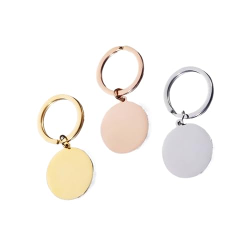 LZZYFPX 10 Stück Spiegelpolierter Edelstahl Blank Runde Disc Schlüsselanhänger for DIY Name Souvenir Geschenke Damen Herren Autoschlüssel(Rose Chang Gold) von LZZYFPX