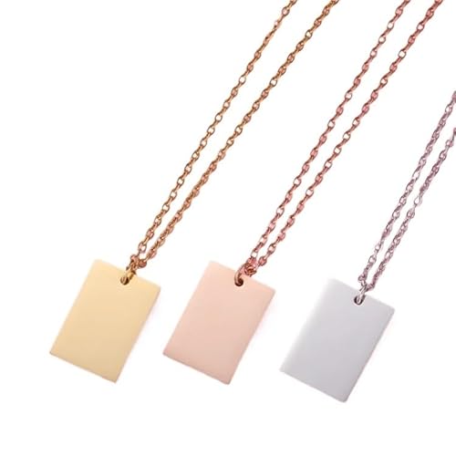 LZZYFPX 10 Stücke 22 * 15mm Rechteck Anhänger Halskette Edelstahl Kabel Kette Halskette for DIY Name Logo(60cm,Rose Gold Color) von LZZYFPX