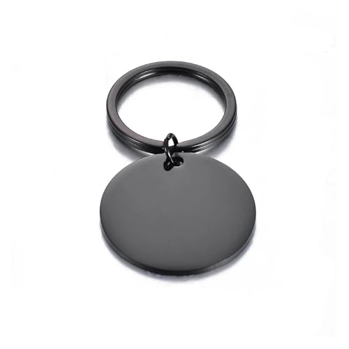 LZZYFPX 4 STÜCK 25 mm/30 mm/35 mm Edelstahl poliert blank rund Tag Schlüsselanhänger Charm Anhänger for DIY Herstellung von Schlüsselanhängern(Black,25mm) von LZZYFPX