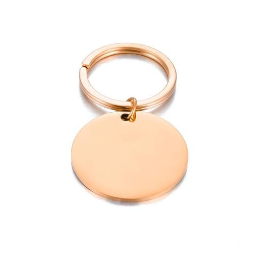 LZZYFPX 4 STÜCK 25 mm/30 mm/35 mm Edelstahl poliert blank rund Tag Schlüsselanhänger Charm Anhänger for DIY Herstellung von Schlüsselanhängern(Rose Gold,25mm) von LZZYFPX