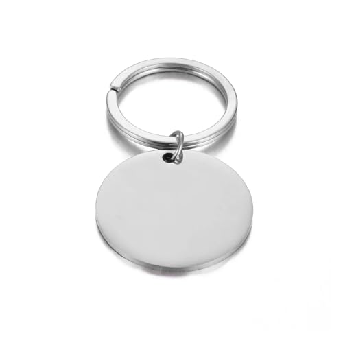 LZZYFPX 4 STÜCK 25 mm/30 mm/35 mm Edelstahl poliert blank rund Tag Schlüsselanhänger Charm Anhänger for DIY Herstellung von Schlüsselanhängern(Steel,30mm) von LZZYFPX