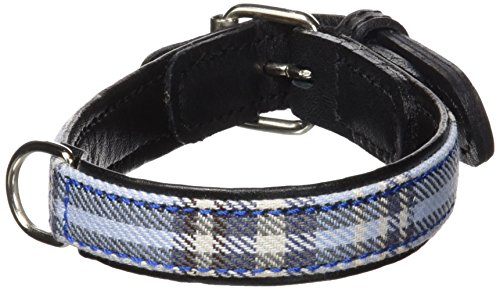 La Cinopelca Hundehalsband Hundehalsband Leder und Canvas Tartan, handgefertigt von La Cinopelca