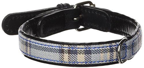 La Cinopelca Hundehalsband Hundehalsband Leder und Canvas Tartan, handgefertigt von La Cinopelca