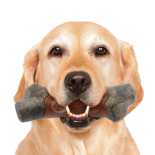 La Desire Unzerstörbares Kauspielzeug für Hunde, Kaffee-Holz, Hundespielzeug mit Quietscher, unzerstörbar für aggressive Kauer, robustes Hundespielzeug für Langeweile, großes Hundespielzeug zur von La Desire