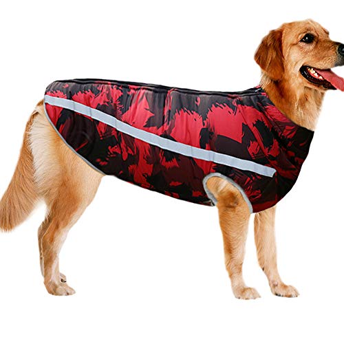 La La Pet® Hundejacke für drinnen und draußen, wasserdicht, winddicht, reflektierend, für kleine, mittelgroße und große Hunde, Rot, Größe 6XL (Brustumfang: 84,1 cm, Rückenlänge: 68,1 cm) von La La Pet