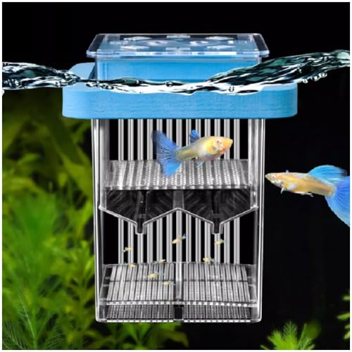 La La Pet® Schwimmende Fischzuchtbox mit Deckel Elternfische und Babyfische Aquarium Trennwand Schlüpfbox mit verstellbarem schwimmendem Ring transparenter Inkubator von La La Pet
