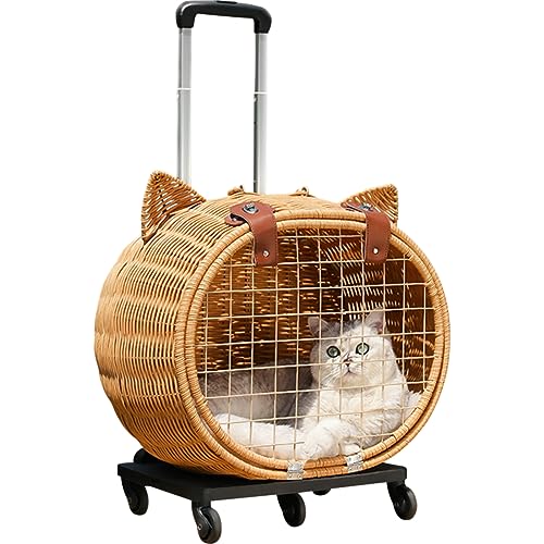 La La Pet® Tragbarer Haustier-Trolley mit Rädern, Haustier-Reisetasche, Haustiertrage, Koffer, Reisekatzenträger, Reise-Hundetrage für Kleintiere von La La Pet