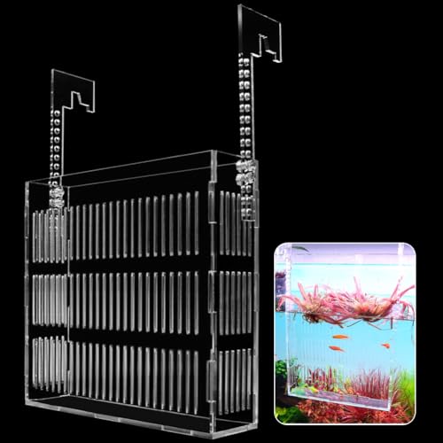 La La Pet® Verstellbarer hängender Aquarium-Pflanzenhalter, Acryl-Züchterbox für Aquarien, transparente Brutkasten, Isolationsbox für kleine Fische, groß von La La Pet