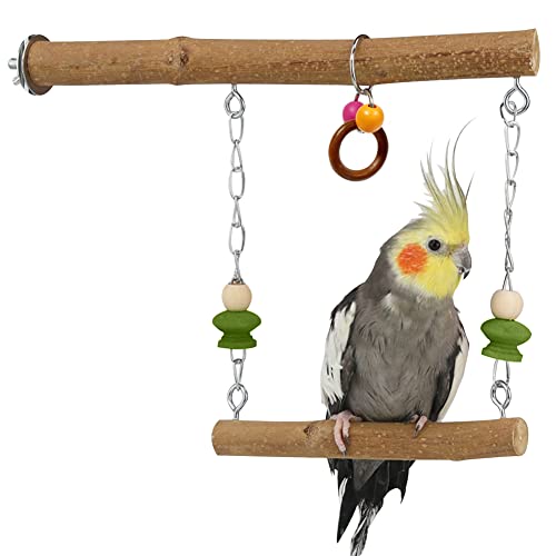 La La Pet® Vogelschaukel aus Holz mit Hardware für Haustiere, Vogelschaukel, Sittiche, Sitzstange, Nymphensittiche, Sitzstange, Schaukel, Vogelkäfig, Sitzstange für Vogelkäfig, Dekoration von La La Pet