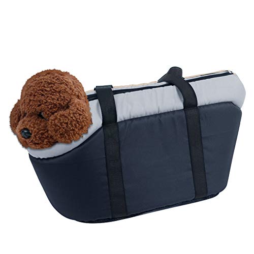 La La Pet® Weiche Haustier-Handtasche, Tragetasche, tragbare Tasche, Tragetasche für Katzen, Hunde, Reisetasche, Haustier-Umhängetasche mit Sicherheitsreißverschluss (Schwarz, L) von La La Pet