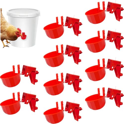 La La Pet 10 x automatische Hühner-Bewässerungsbecher, kleine Wasserschalen mit Befestigungslochöffner, Kunststoff-Trinktrog, Bewässerungs-Set, geeignet für Geflügel, Enten, Wachteln und Gans von La La Pet