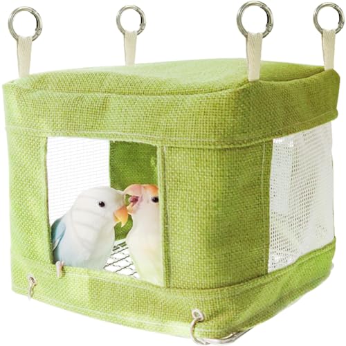 La La Pet Atmungsaktive Vogelhütte für den Sommer, hängendes Käfignest mit Edelstahl-Mesh-Boden, kühlendes Hängemattenzelt für Papageien, Aras, Sittiche, Kakadus, Lovebirds Grün La La Pet Atmungsaktive Vogelhütte für den Sommer, hängendes Käfignest mit Edelstahl-Mesh-Boden, kühlendes Hängemattenzelt für Papageien, Aras, Sittiche, Kakadus, Lovebirds Grün von La La Pet