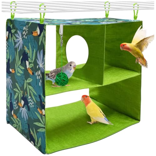 La La Pet Doppelstöckige hängende Vogelhängematte Papageien-Spielhaus, atmungsaktives Verstecknest, Kuschelhütte für den Sommer, kühlendes quadratisches Schlafzelt für Aras, Sittiche, Kakadus La La Pet Doppelstöckige hängende Vogelhängematte Papageien-Spielhaus, atmungsaktives Verstecknest, Kuschelhütte für den Sommer, kühlendes quadratisches Schlafzelt für Aras, Sittiche, Kakadus von La La Pet