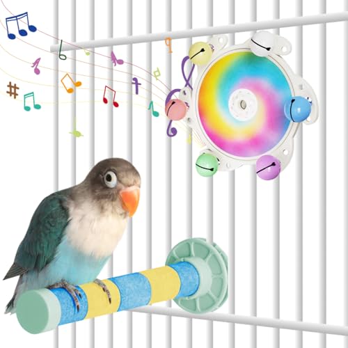La La Pet Drehendes Papageienrad mit Glocken, 360° drehbarer Sittichroller, Spielzeug mit rauer Oberfläche, Sitzstange, Vogelanreicherung, Spielzeug für Aras, Wellensittiche, Nymphensittiche La La Pet Drehendes Papageienrad mit Glocken, 360° drehbarer Sittichroller, Spielzeug mit rauer Oberfläche, Sitzstange, Vogelanreicherung, Spielzeug für Aras, Wellensittiche, Nymphensittiche von La La Pet