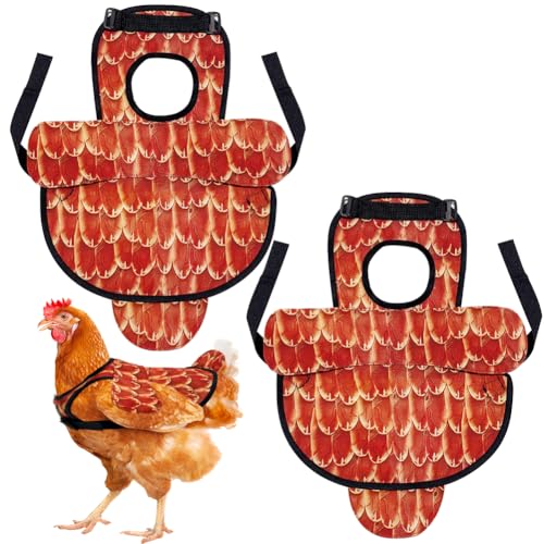 La La Pet Hühner-Sättel und Rückenschutz, doppellagig, seitliche Federschürze mit verstellbaren Riemen, Geflügel-Lebensraumzubehör, Rot, 2 Stück von La La Pet