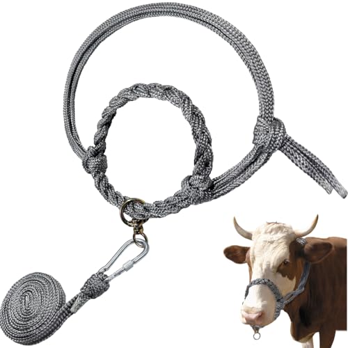 La La Pet Verstellbares Rinderhalfter, handgeflochtenes Viehführungsseil, Bauernhof-Trainingszubehör, Handlingausrüstung für Waden, Kühe, Pferde, Esel, Ziegen, Fohlen, 18 m langes Seil La La Pet Verstellbares Rinderhalfter, handgeflochtenes Viehführungsseil, Bauernhof-Trainingszubehör, Handlingausrüstung für Waden, Kühe, Pferde, Esel, Ziegen, Fohlen, 18 m langes Seil von La La Pet