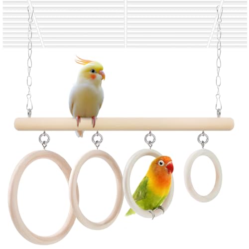 La La Pet Vogelschaukel Ringe 4-Ring Sitzstange Ständer Holz Papagei Spielplatz Lindert Langeweile Hängende Vogelkäfig Zubehör für Wellensittiche Nymphensittiche Sittiche Kakadus La La Pet Vogelschaukel Ringe 4-Ring Sitzstange Ständer Holz Papagei Spielplatz Lindert Langeweile Hängende Vogelkäfig Zubehör für Wellensittiche Nymphensittiche Sittiche Kakadus von La La Pet