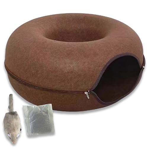 LaLuz 2021 Katzen-Donut-Tunnelbett, Peekaboo Katzenhöhle für große & kleine Katzen, weicher Plüsch-waschbarer Tunnel, kratzfest, gemütliches Versteck für den Innenbereich, mit Katzenminze und LaLuz 2021 Katzen-Donut-Tunnelbett, Peekaboo Katzenhöhle für große & kleine Katzen, weicher Plüsch-waschbarer Tunnel, kratzfest, gemütliches Versteck für den Innenbereich, mit Katzenminze und von La Luz 2021