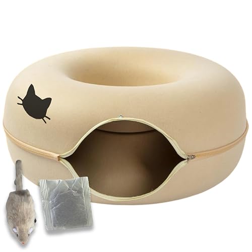LaLuz 2021 Katzen-Donut-Tunnelbett, Peekaboo Katzenhöhle für große & kleine Katzen, weiches Plüsch-waschbares Katzenbett, überzogener Katzentunnel, gemütliches Katzenhaus aus Karton mit Katzenminze & LaLuz 2021 Katzen-Donut-Tunnelbett, Peekaboo Katzenhöhle für große & kleine Katzen, weiches Plüsch-waschbares Katzenbett, überzogener Katzentunnel, gemütliches Katzenhaus aus Karton mit Katzenminze & von La Luz 2021