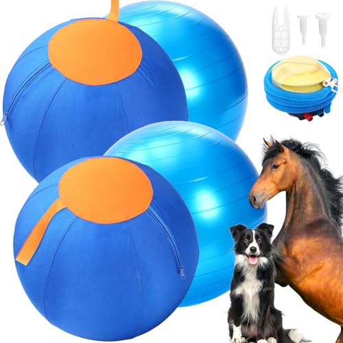 LaRandom 2 Set 43,2 cm Herding Ball für Hunde, Hundehüttenball mit Oxford-Tuchabdeckung, Pumpwerkzeug, Agility-Trainingsausrüstung für australischen Schäferhund, Rinder, Border Collie (blau) von LaRandom