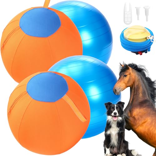 LaRandom Hundehüttenball für Hunde, 43,2 cm, mit Oxford-Stoffbezug, Pumpwerkzeug, Agility-Trainingsgerät für australischen Schäferhund, Rinder, Border Collie, Orange, 2er-Set von LaRandom