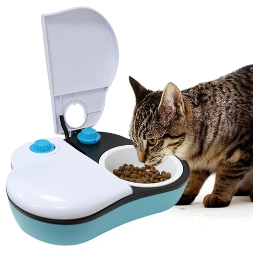 Automatischer Futterspender für 2 Mahlzeiten für Hunde und Katzen, Tierfutterspender für zwei Mahlzeiten innerhalb von 48 Stunden, mit kostenlosem Eisbeutel, um das Futter frisch zu halten von LaRoo