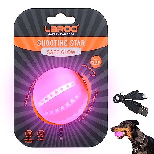 LaRoo Ball für Hunde, Hundespielzeug Ball Silikon Leuchtendes LED Hundeball mit USB Wiederaufladbarem Glühen in der Dunkelheit Hund Ball Zähne Reiniger Training Kugel für Hunde Spielen (Rosa) von LaRoo