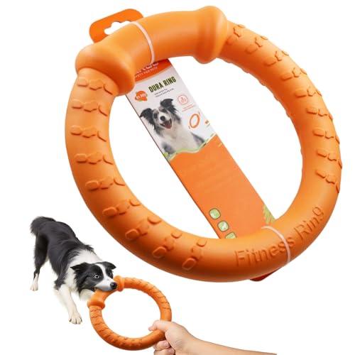 LaRoo Hundespielzeug Hunde Frisbee Hundefitness Ring - Unzerstörbare Flugscheibe Extra Dick - Schwimmendes Hundespielzeug für Outdoor, Training, Sommeraktivitäten für Große Hunde (Orange) von LaRoo