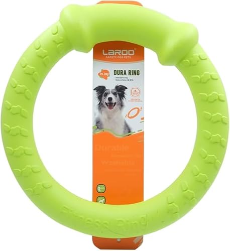 LaRoo Hunde-Spielring, 30 cm, Interaktives Kauspielzeug aus Eva-Material, Schwimmfähig, Zahnpflege, Grün von LaRoo