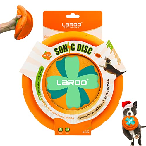 LaRoo Hunde-fliegende Scheibe, fliegende Teller, 24,4 cm, bissfest, schwimmend, interaktives Wurfspielzeug, Kauspielzeug für Training, Sommerparty, Outdoor, Spielen, Welpen, mittelgroß, große Hunde von LaRoo