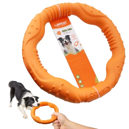 LaRoo Hundefitness-Ring Hundefrisbee, Unzerstörbare Float Hunde Flugscheibe Spielzeug, Sommer Pet Training für Mittel Große und kleine Hunde (Groß-30cm, Orange) von LaRoo