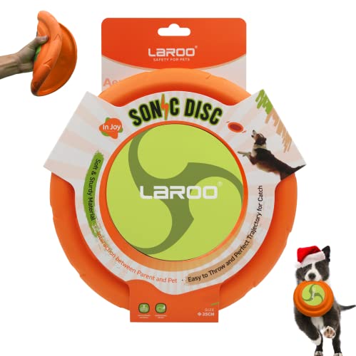 LaRoo Hundespielzeug, Ø24.5cm Hundetraining Werfen Fangen HQ-Eva Weich Bissfest Zähne Schützen Outdoor Spielzeug für Große Hunde Haustier (1-Stück Set, Orange) von LaRoo