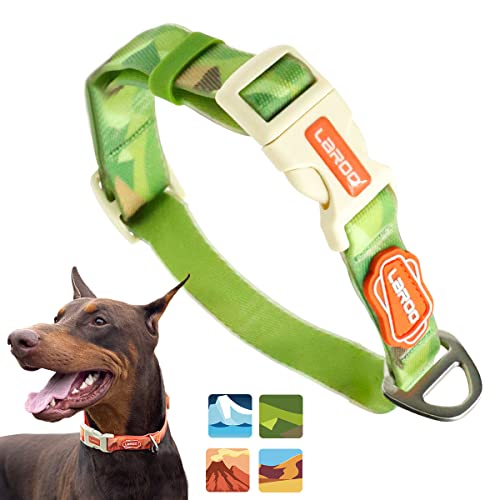 LaRoo Hundehalsband Wasserfest, Zugfestigkeit Verstellbar Weich Komfort Dauerhaft PVC-Beschichtetes Bunt Nylongewebe Hundehalsband mit Edelstahl D-Ring, für Welpen kleine Mittel Große Hunde (L, Grün) LaRoo Hundehalsband Wasserfest, Zugfestigkeit Verstellbar Weich Komfort Dauerhaft PVC-Beschichtetes Bunt Nylongewebe Hundehalsband mit Edelstahl D-Ring, für Welpen kleine Mittel Große Hunde (L, Grün) von LaRoo