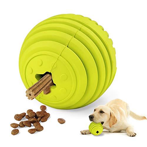 LaRoo Hundeleckerli-Spielzeug, interaktives Puzzle-IQ-Kauball, langlebiges Hundespielzeug, für große und kleine Hunde, 8,9 cm große Kugel gelb von LaRoo