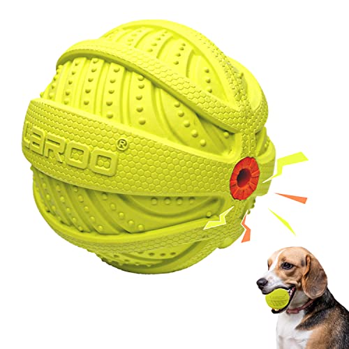 LaRoo Hundespielzeug, Quietschball, Gummi, langlebig, interaktives Kauspielzeug, Outdoor-Hunde-Fußball für große und kleine Hunde (Gesangswalnuss, 8,9 cm) von LaRoo