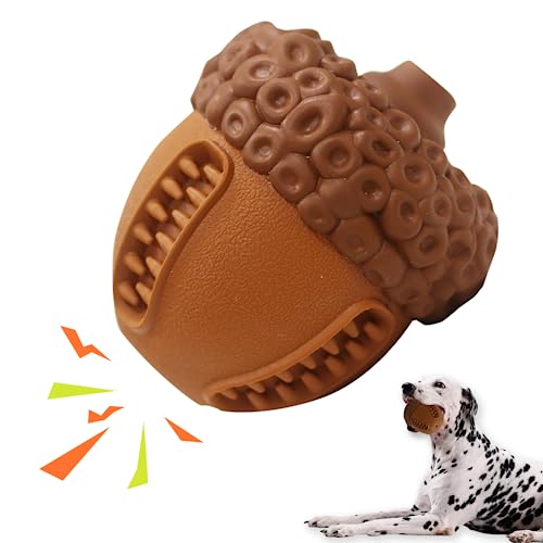 LaRoo Hundespielzeug Hundeball Squeaker, Langlebiges Naturkautschuk Hund Fußball, Quietscher Werfen Hundebälle, Kauspielzeug für Kleine & Große Hunde (9.8cm*8.5cm Brown) von LaRoo
