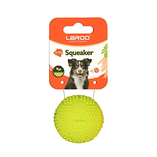 LaRoo Hundespielzeug Hundeball Squeaker, Langlebiges Naturkautschuk Hund Fußball, Quietscher Werfen Hundebälle, Kauspielzeug für Kleine & Große Hunde (5CM Grün) von LaRoo