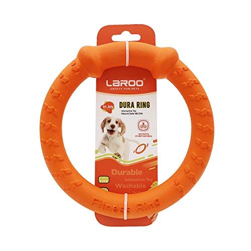 LaRoo Hundespielzeug mit Fliegerring-Scheibe, Outdoor-Fitness-Fliegenscheiben für das Schwimmen, Tauziehen, langlebig, weiches Kauspielzeug für große und kleine Hunde (Orange 17.8 cm) von LaRoo