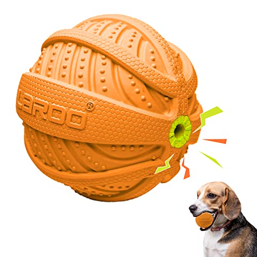 LaRoo Hundespielzeug mit Quietschelement, Gummi, langlebig, interaktives Kauspielzeug, Outdoor-Hundefußball für große und kleine Hunde (Vocal Walnuss) von LaRoo