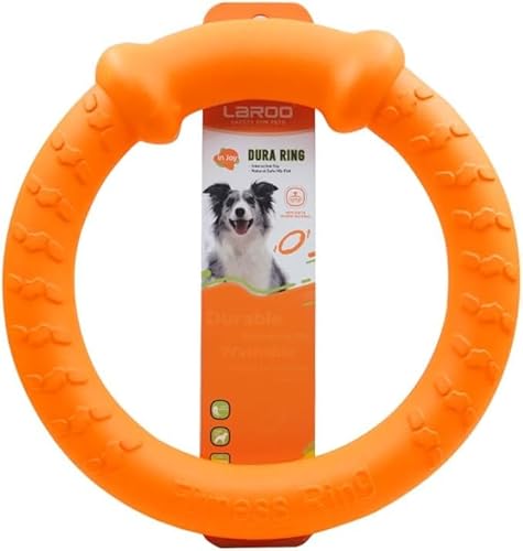 LaRoo Interaktiver Hundespielring, 30 cm, Eva-Material, Schwimmfähig, Orange, Zahnpflege-Kauspielzeug für Hunde von LaRoo