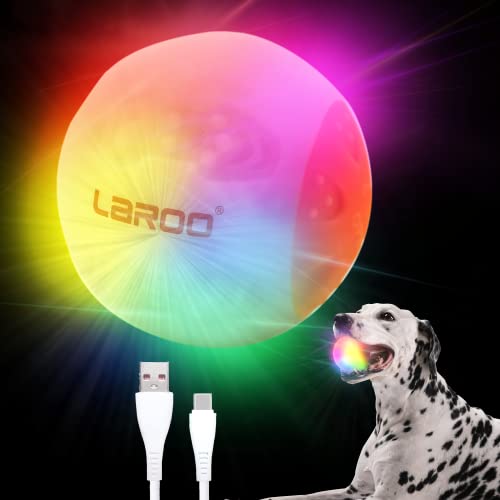 LaRoo LED-Hundeball, Silikon-Hundespielzeug, USB Wiederaufladbar, Leuchtet im Dunkeln, Zahnreiniger, Trainingsball für Hunde (Weiß) von LaRoo