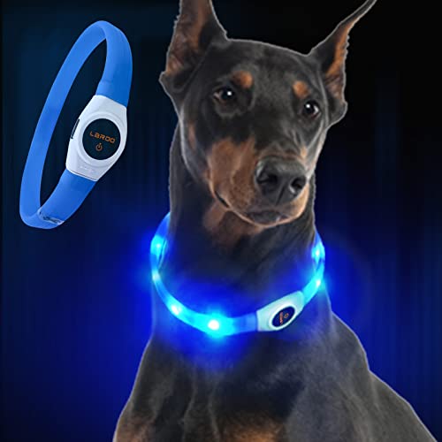 LaRoo LED Hundehalsband USB Wiederaufladbarer Night Safety Hundehalsband Leuchtend Halsband für Klein Mittleren Großen und Langhaarigen Hund -3 Modus von LaRoo