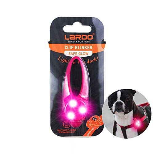 LaRoo Sicherheits LED Blinklicht für Hunde, Katzen, LED Licht Leuchtanhänger Schlüsselanhänger 3 Blinkmodis Sicherheitslicht für Spaziergänge mit dem Hund Outdoor Sport (Rosa) von LaRoo
